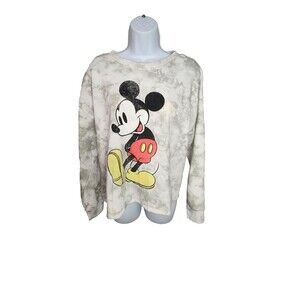 Mickey Mouse Sweatshirt Size M Womens Cropped Disneyland Pullover Medium